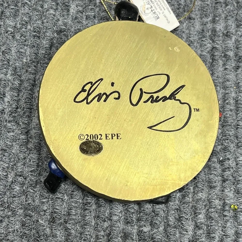 VTG 2002‎ Kurt Adler ELVIS PRESLEY Ornament Christmas Tree 4.5x4 Gold Record 3D